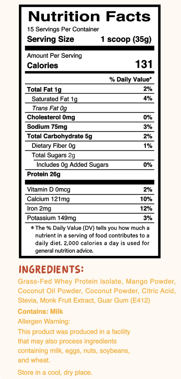 Coconut Mango Cream - Whey Protein Isolate